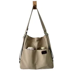 【新品】 [Shaelyka] ショルダーバッグ レディース リュックにもなる トートバッグ 2way 斜め掛けバッグ 軽量 人気 通勤バッグ 大人 かわいい 小さめ 整理整頓 ナイロン 撥水 大容量 (カーキ) 1