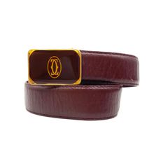 Must de Cartier ベルト ボルドー ゴールドバックル - メルカリ