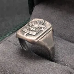 アメリカン シルバー ヘマタイト インタリオンリング 9号 戦士 ピンキー