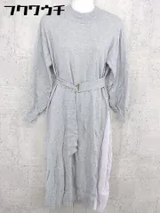 ◇ ◎ natural couture NICE CLAUP 切替 ハイネック 長袖 膝下丈 ワンピース サイズF グレー パープル レディース 【中古】 【1002802343698】