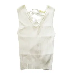 フレイアイディー FRAY I.D バックレースアップ ワイドリブ ニット タンクトップ ノースリーブ カットソー F 白 ホワイト/レディース/BLM8