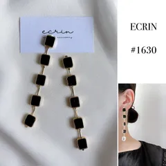 【#1630】ブラック　チェーン　大ぶり　ハンドメイド　アクセサリー　ピアス　イヤリング　結婚式　ブライダル　入学式　卒業式　成人式