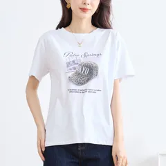 [TRUBE]【M〜L】ラインストーン付きキャッププリントTシャツ(ホワイト)