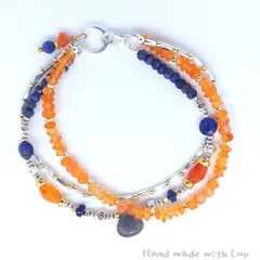 天然石ブレスレット カーネリアン × ラピスラズリ × ラブラドライト