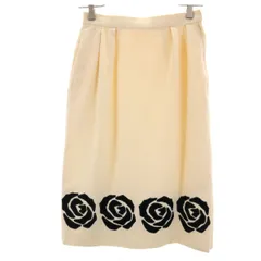 Christian Dior クリスチャンディオール 90s PRET-A-PORTER ウール オールド ミディ丈 スカート M オフホワイト レディース 古着