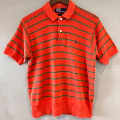 90's POLO by Ralph Lauren ポロバイラルフローレン サマーニット コットンニット  ボーダー オレンジ グリーン 橙 緑 Mサイズ