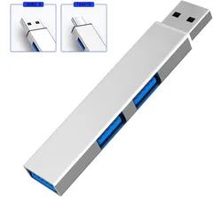 USB‐A/Type-C to USB3.0ハブ 3in1 (USB3.0*1ポート+USB2.0*2ポート)ミニUSBハブ OTGアダプター 伝送速度5Gbps コンピュータ macbook windows 対応