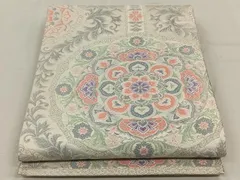 平和屋着物◎六通柄袋帯　正倉院花文　銀糸正絹　逸品　CAAL6515qv