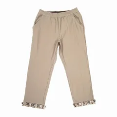 アルベロベロ OLLEBOREBLA 裾リボン クロップド イージー パンツ ストレッチ ボトムス L カーキ ur178 【中古】