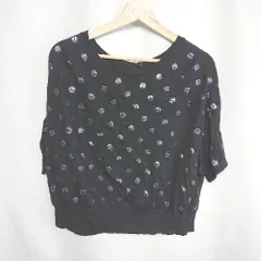 ◇ ⊂ Dahl’ia ドット 水玉 キラキラ スパンコール 半袖 ニットカーディガン サイズ表記なし ブラック レディース E  【1409240011118】