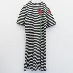 サイトウトヨコ 斉藤都世子 コ ニット ワンピース ロングワンピース ボーダー 薔薇刺繍 x852323iのサムネイル