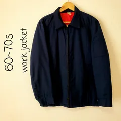 60s ワークジャケット  カラー=ネイビー  裏地=赤 アメリカ古着 中綿入り  Dickies   サイズM TALONZIP