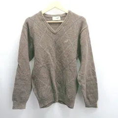 ◇ ⊇ CROCODILE クロコダイル チェック柄 ミドルゲージ 長袖 ニット サイズL ブラウン系 メンズ E  【1503310012408】