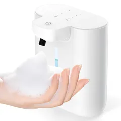 ソープディスペンサー 自動 泡 吐出量4段階 ハンドソープ ディスペンサー コンパクト 壁掛け 充電式 オートディスペンサー キッチン 洗面所などに適用 500ml 電量・残量見え ノータッチ 取扱説明書付き (ホワイト)