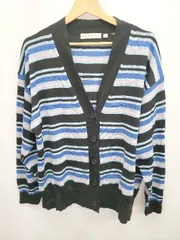 ◇ ⊇ UNIQLO ユニクロ　MARNI マルニ ボーダー柄 長袖 オーバーサイズカーディガン サイズＬ ブルー系 レディース E  【1411130008559】