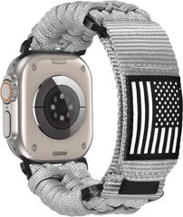 CAGOS アップルウォッチ向けのUltra バンド ナイロン編み込みバンド (グレー+グレー, L（18-21.5cm） Apple Watch向けのUltra バンド スポーツ 交換ストラップ 腕時計ベルト バンドリスト iWatch series U