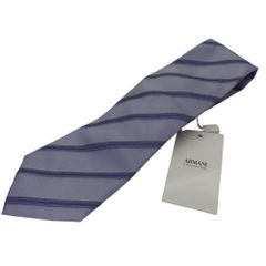 【中古】 ARMANI COLLEZIONI アルマーニ コレッツィオーニ ネクタイ 350082 6SK01 00998 ストライプ レジメンタル 紫系 パープル シルク100％ ブランドネクタイ メンズ A2300086【無料ギフトラッピング承ります】