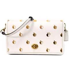 コーチ バッグ COACH ぺブルレザー ヘイデン アップル りんご プリント フォルドオーバー ターンロック 2WAY クラッチ クロスボディ 斜めがけ ショルダーバッグ チャークマルチ coach1090