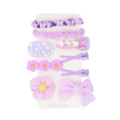 ☆ パープル ☆ ヘアクリップ9点セット lyha295 ヘアクリップセット ベビー ヘア-クリップ ミニ ヘアピン ヘア アクセサリー 髪留め ヘアクリップ ヘア飾り 髪飾り 9点セット 前髪留め シュシュ リボン 赤ちゃん 女の子 キッズ