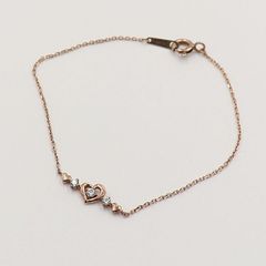 4℃ K10 PG ハート ダイヤモンド ステーション シンプル ブレスレット