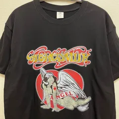 新品 エアロスミス Aerosmith バンドTシャツ ミュージックTシャツ メンズ Lサイズ 半袖 バンティー ブラック 黒T プリント エンジェル 天使 古着 ユーズド