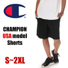 【新品・未使用】【ブラック／黒】チャンピオン ハーフパンツ 無地 メンズ レディース キッズ CHAMPION ジャージー ショーツ 大きいサイズ スウェット オーバーサイズ ゆったり ひざ下 スポーツ 部屋着 USA ブランド 綿100%