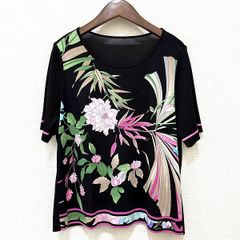 1596 LEONARD 現行 カンカン素材 花柄 チュニック 40 黒 - メルカリ