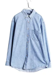 【お得なクーポン配布中!】 90s USA製 OLD GAP デニム 長袖 ボタンダウン シャツ メンズ L / オールド ギャップ ヘビーウェイト コットン 長袖シャツ ワーク 紺タグ BD