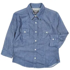 90s 00s Vintage ポロジーンズ ラルフローレン POLO JEANS デニム ウエスタン シャツ ブラウス 七分袖 オールド ビンテージ トップス サイズS インディゴ レディース YBA11