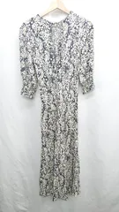 ◇ Θ Mila Owen ミラオーウェン 花柄 七分袖 ロング ワンピース サイズ0 ブラック イエロー ホワイト レディース E  【1412090017414】