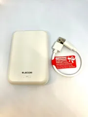 I【HY】O【新古品】ELECOM エレコム モバイルバッテリー 5000mAh マグネット式 ワイヤレス充電 Type-C USB-A ケーブル付属 PSE対応 ホワイト DE-C40-5000WH [ゆうパケット発送、送料無料]HY003