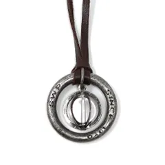 【人気商品】ストーン メンズ ネックレス シンプル 【S.W.P】 リング 天然石 革ひも ロング ネックレス パワーストーン レザー ペンダント （クリスタル） rsbn-001a