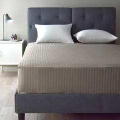 ボックスシーツ シングル 日本製 綿100% サテンストライプ 高密度生地315本 防ダニ ベッドシーツ ベッドカバー 高級ホテル おしゃれ 北欧 エトワール (シングル グレージュ)