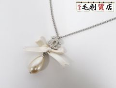 シャネル CHANEL ココマーク ドロップフェイクパール リボン ホワイト 04A ネックレス レディース【中古】アクセサリー