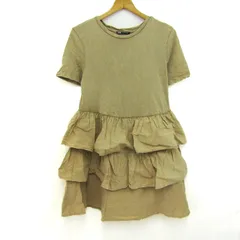 ザラ ワンピース トップス 半袖 ティアードフレア レディース Mサイズ ベージュ ZARA 【中古】