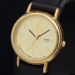 稼働 良品 QZ 箱付 セイコー アルバ V515-6420 ミッキーマウス ディズニー ゴールド文字盤 レディース腕時計 OKZ 2000000 NSK