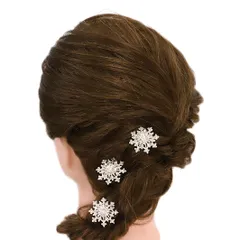髪飾り Ｕピン 可愛い かんざし 簪 キラキラ パール ラインストーン 花 雪の結晶 3点セット 黒留め 訪問着 フォーマル 着物 和装 振袖 成人式 結婚式 卒業式 入園式 卒園式 謝恩会 七五三パーティー W22 263-306 p936　Si