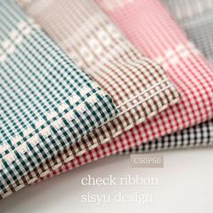 check ribbon sisyu design チェックリボン刺繍デザイン　韓国生地　ベビー服犬服　ハンドメイド資材