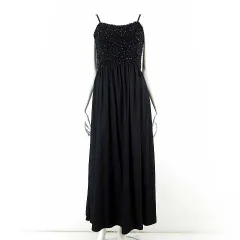 ジーナシス JEANASIS シャギー ヤーン ドッキング ワンピース キャミワンピース ロング マキシ F 黒 ブラック JS071668 美品 近年モデル