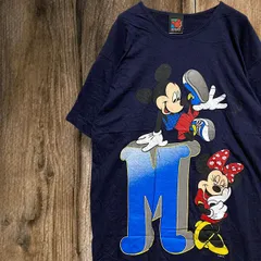 BiJZ キャラ Tシャツ ビンテージ 古着 90s ネイビー ミッキー ミニー マウス M メッシュ Mサイズ 2502   1200 p20/