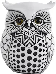 Hyack フクロウ 置物 ふくろう 風水 縁起物 ギフト お守り 飾り物(ホワイト,  小)
