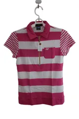 YONEX(ヨネックス) ポロシャツ ピンク白ボーダー レディース S ゴルフ用品 2406-0027 中古