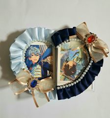 硬質ケースデコ ハート型 両面使える  薄青×ネイビー
