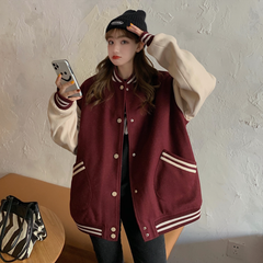 レディース　スタジャン　新品　ボルドー　M～L　オーバーサイズ