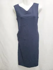 ◇ DVF studio ダイアン フォン ファステンバーグ スタジオ ノースリーブ 膝丈 ワンピース サイズ4 ネイビー レディース P  【1406240012053】