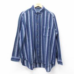 笹倉玄照堂 藍染め ストライプ バンドカラーシャツ L - メルカリ