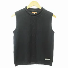 カステルバジャック CASTELBAJAC SPORT ノースリーブ ニット セーター ウール バック刺繍 2 黒 1127 ■GY09