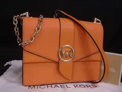 ■新品■未使用■ MICHAEL KORS マイケルコース レザー ターンロック チェーン クロスボディ ショルダーバッグ  オレンジ系 FA1078