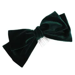 髪飾り リボン 卒業式 袴 深緑 青緑 グリーン ベロア コーム 大きめ 大人可愛い レトロ 大正ロマン 粋 日本製 お洒落 成人式 No.9-5242