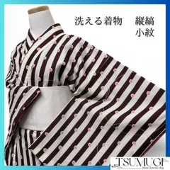 洗える着物　小紋　縦縞　ドット　円　カラー胴裏着物　063a p